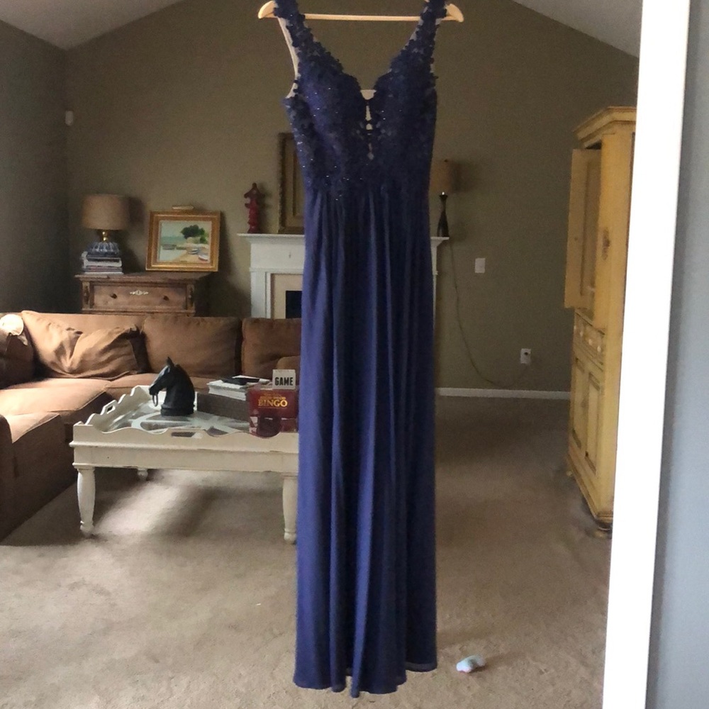 Navy blue prom dress worn once